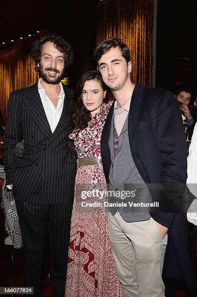 Francesco Missoni, Teresa Missoni and Marco Missoni attend the "T: The New York Times Style Magazine" garden party at the Bulgari Hotel on April 8,...