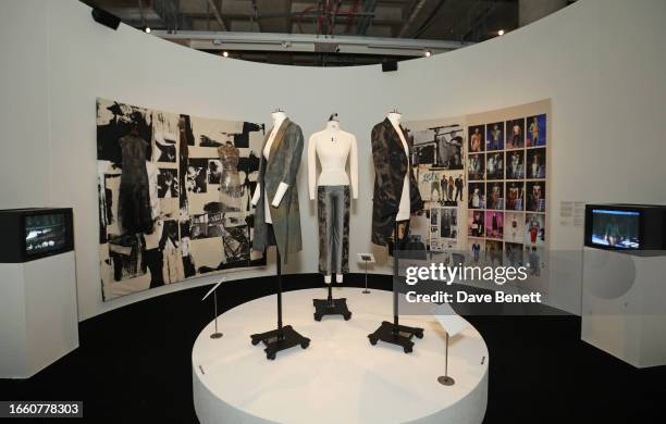 General view of the atmosphere at the 'BFC REBEL 30 Years of London Fashion' exhibition at the Design Museum on September 12, 2023 in London, England.