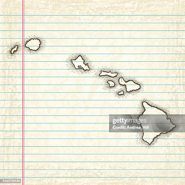 hand-drawn map of hawaii - big island hawaii islands stock illustrations