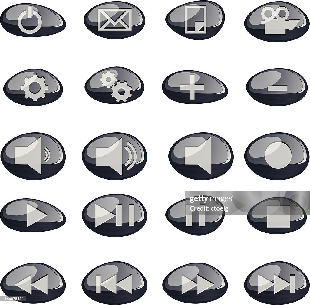 Black glass icon set