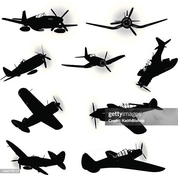 us air force fighter planes - world war two - world war ii aircraft stock illustrations