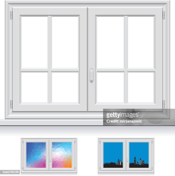 plastic window - window sill stock illustrations