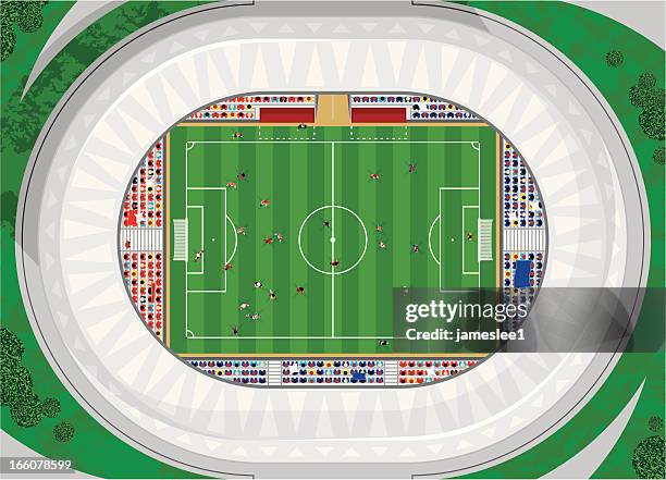 soccer game - elevated view stock illustrations