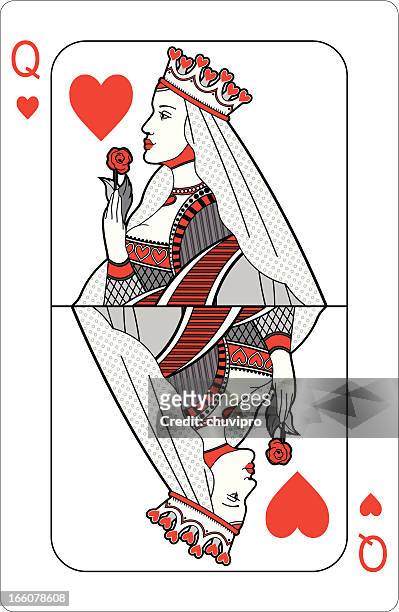 ilustraciones, imágenes clip art, dibujos animados e iconos de stock de queen de corazones - carta de la reina