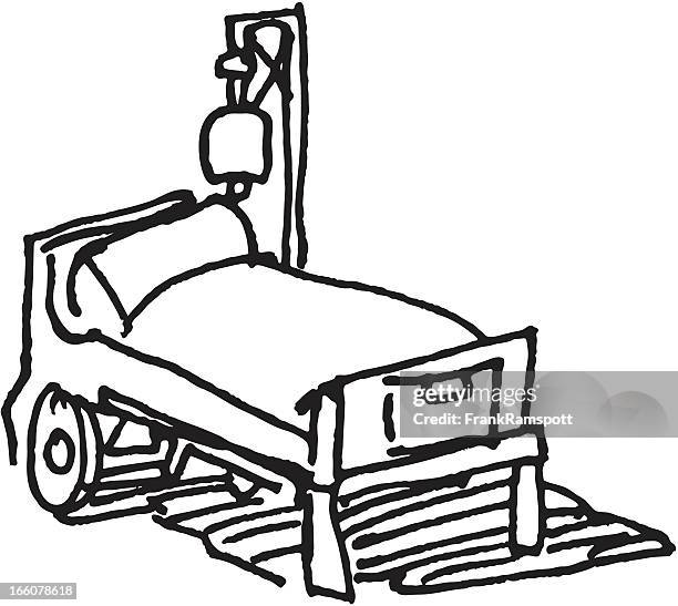 ilustraciones, imágenes clip art, dibujos animados e iconos de stock de cama de hospital boceto - urgencias-hospital