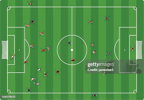 soccer game - football pitch top view stock illustrations