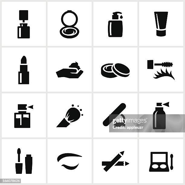 black kosmetik symbole - körperpflege und schönheit stock-grafiken, -clipart, -cartoons und -symbole