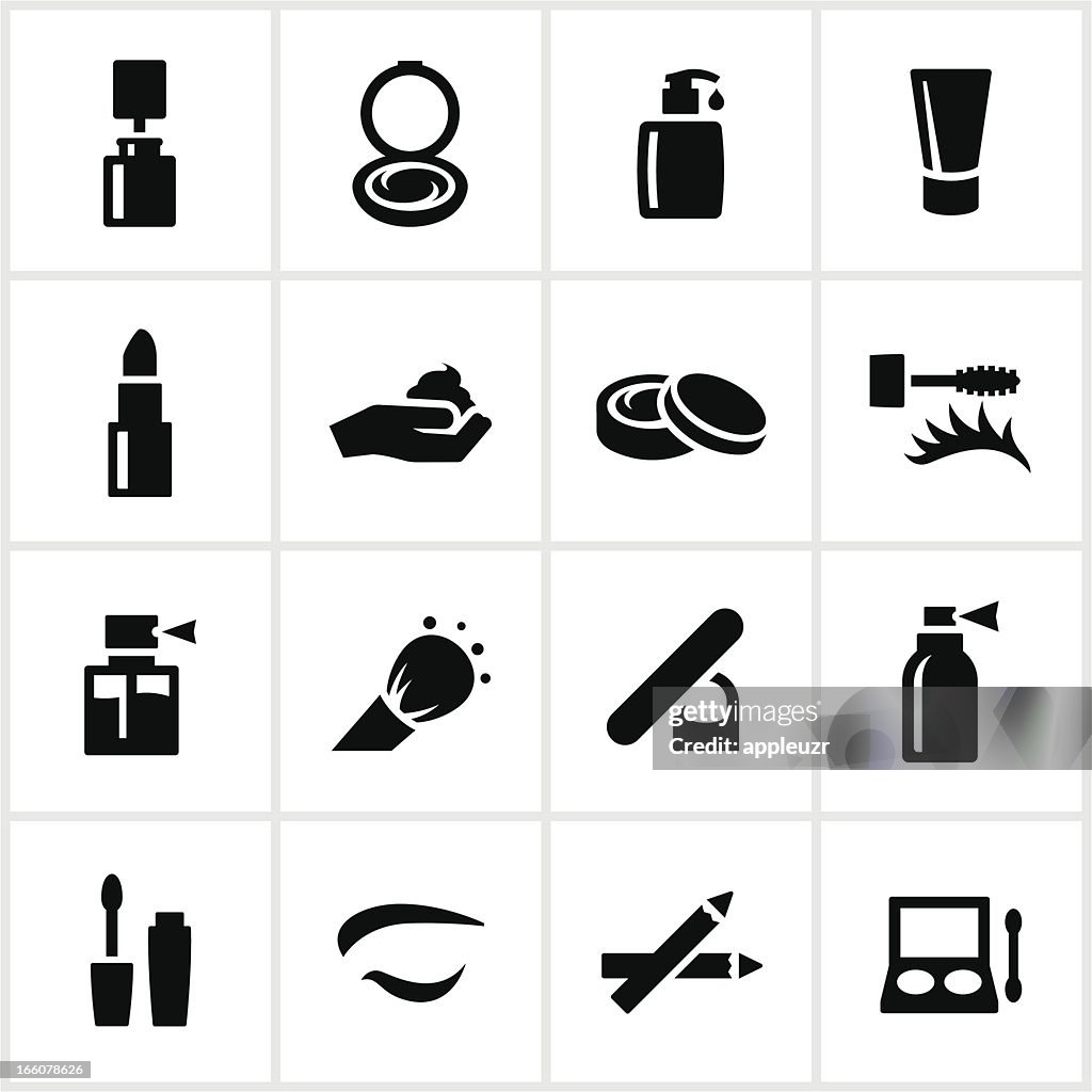 Ícones de cosméticos preto