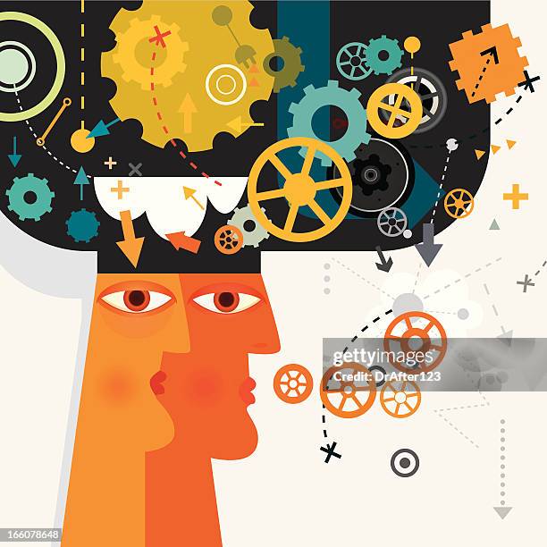 head chaos - eye reflection stock illustrations