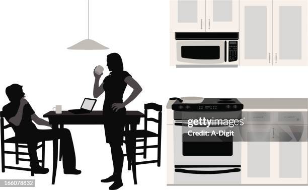 comfortabilities vector silhouette - black man drinking coffee stock illustrations