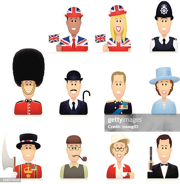 stockillustraties, clipart, cartoons en iconen met typically british people - english