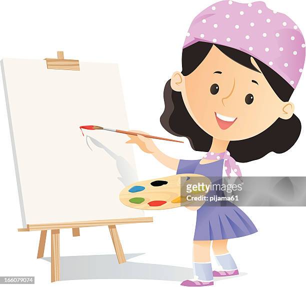 artist - children painting stock illustrations