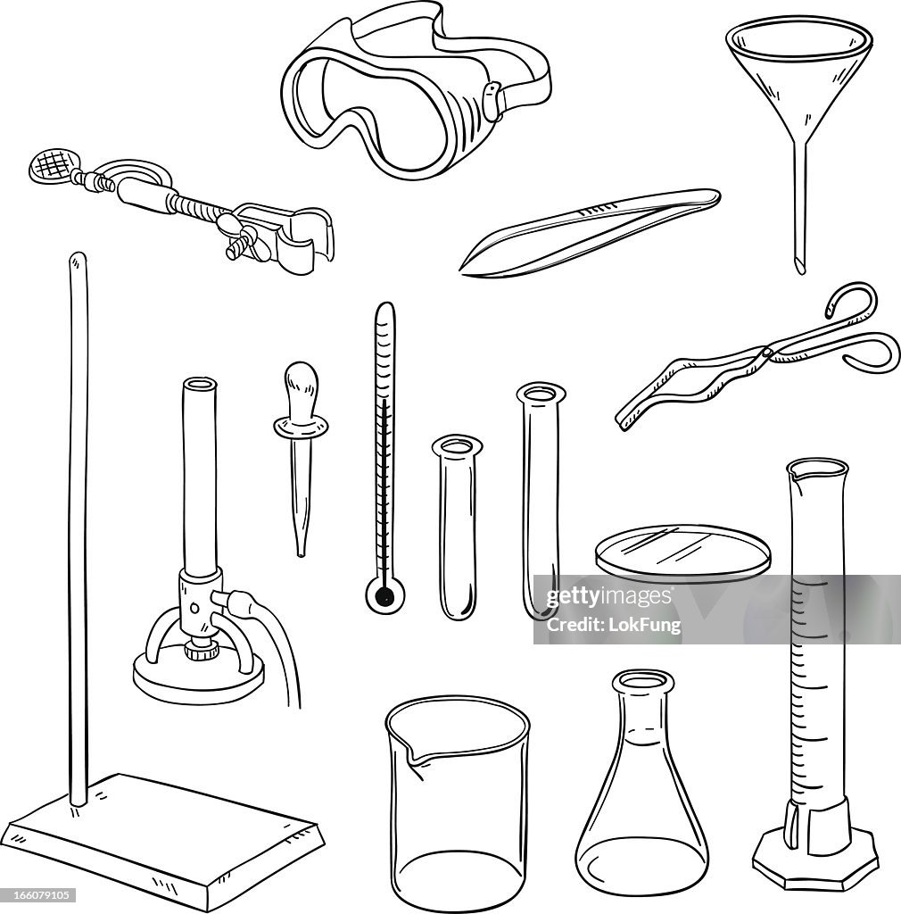 Laboratory equipment in black and white