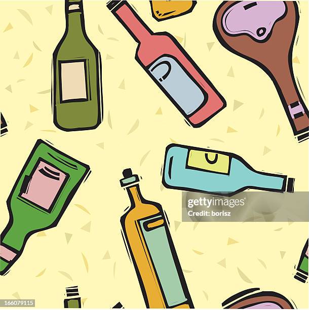 bottle pattern - whiskey background stock illustrations