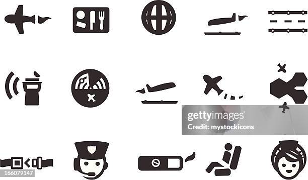 flight icons - air traffic controller stock illustrations