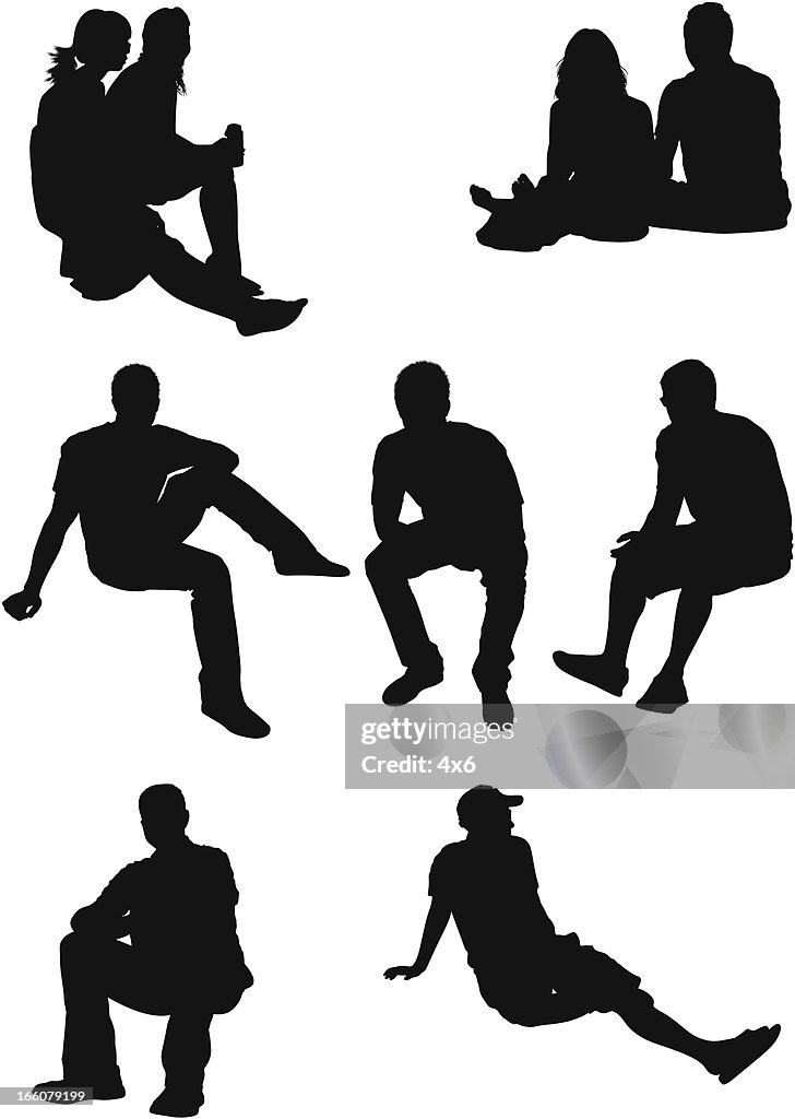Silhouette of people in different poses
