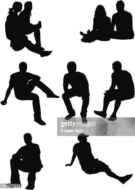 silhouette of people in different poses - leaning stock illustrations