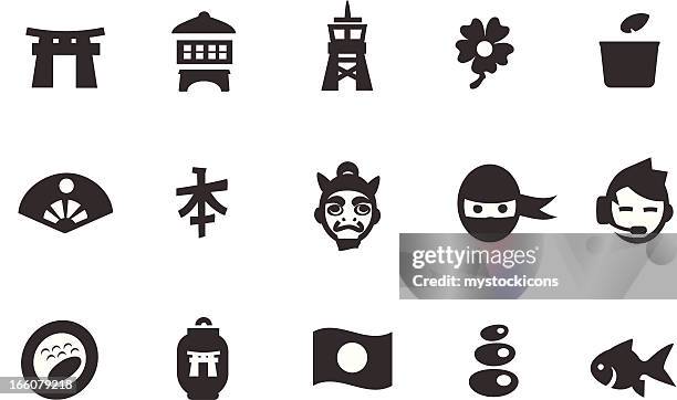 japanese icon set - only japanese stock illustrations