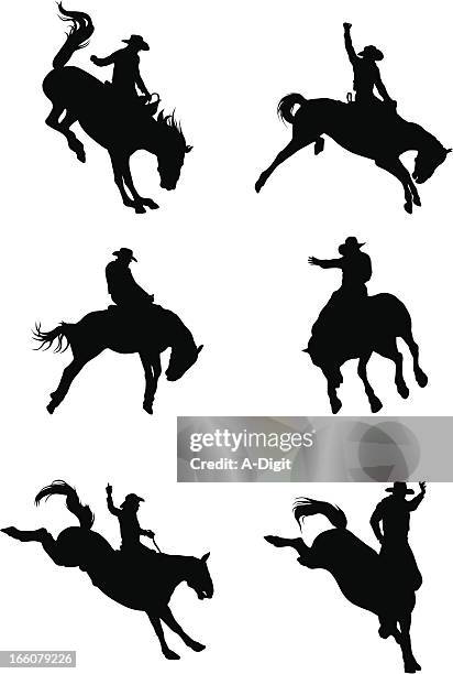 rip roarin' vector silhouette - rodeo stock illustrations