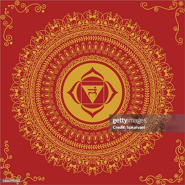 golden chakra one - triangle with rounded corners stock illustrations