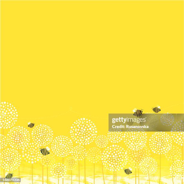 stockillustraties, clipart, cartoons en iconen met summer bees background - bij