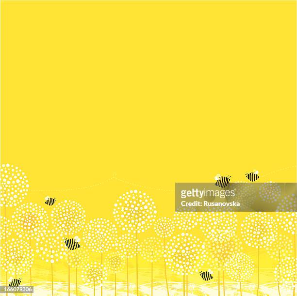 summer bees background - bee flower stock illustrations
