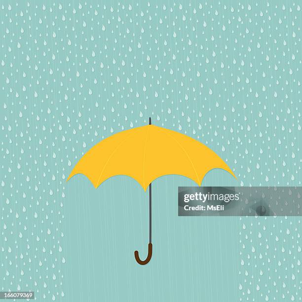 rainy day with umbrella - yellow umbrella stock illustrations