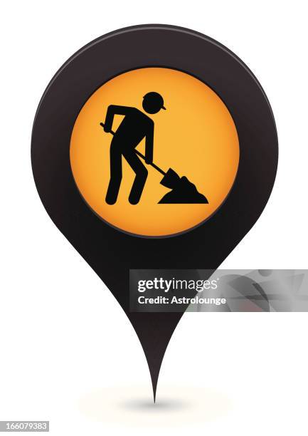 under construction pointer - men at work sign stock illustrations