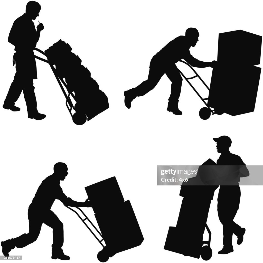 Man carrying cardboard boxes in a warehouse