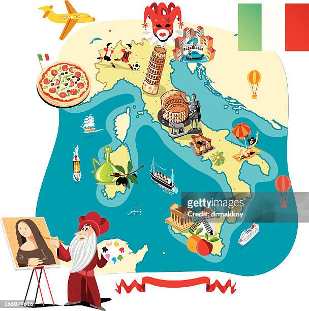 illustrazioni stock, clip art, cartoni animati e icone di tendenza di fumetto mappa di italia - mt vesuvius