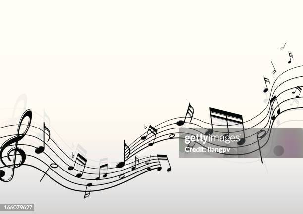 ilustraciones, imágenes clip art, dibujos animados e iconos de stock de notas musicales - pentagrama