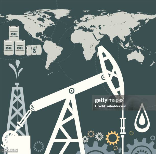 oil and world - mining drill stock illustrations
