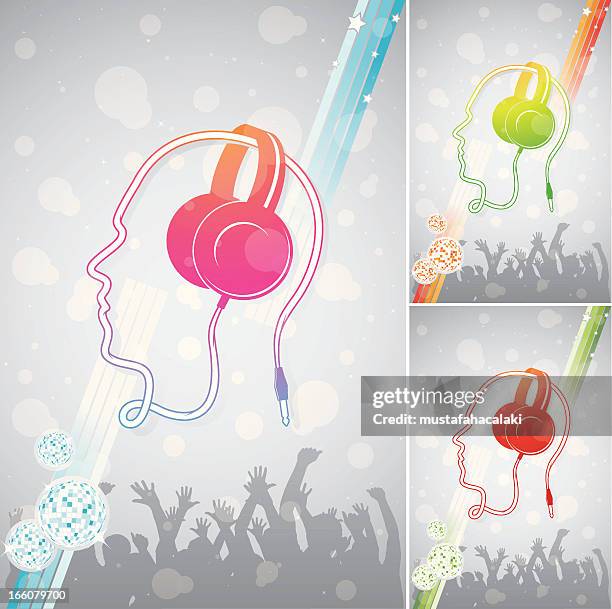 stockillustraties, clipart, cartoons en iconen met dj party flyer - radio dj