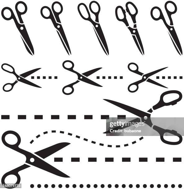 bildbanksillustrationer, clip art samt tecknat material och ikoner med icon set of tailor scissors with dotted lines - sax