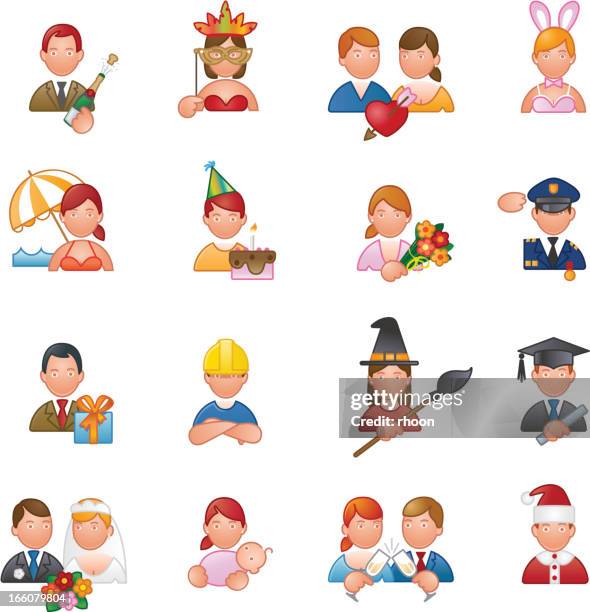 celebration icons - graduation mask stock illustrations
