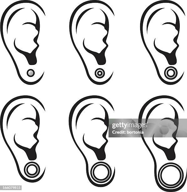 ear plug gauges - earring stock illustrations