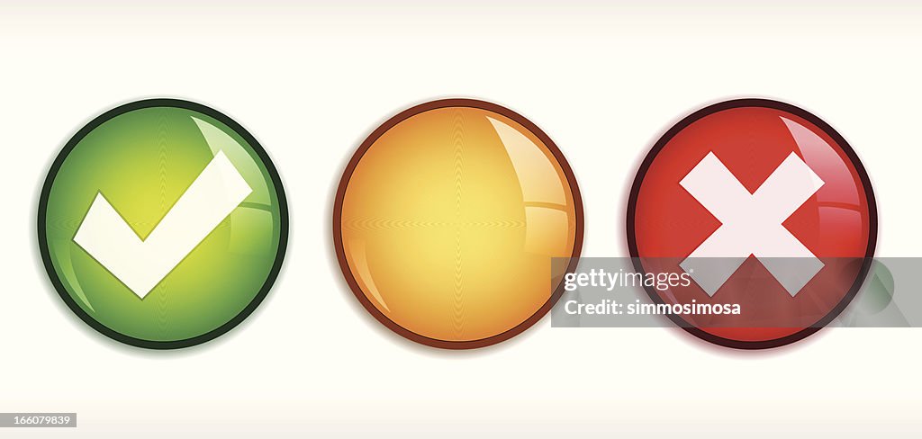 Shiny Tick/Cross badge set