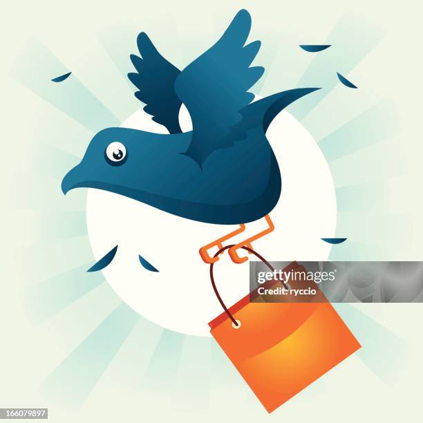 shopping bird - impulsive purchase stock illustrations