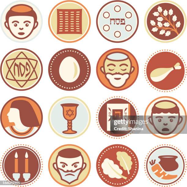 passover - circle icons / seals - passover stock illustrations