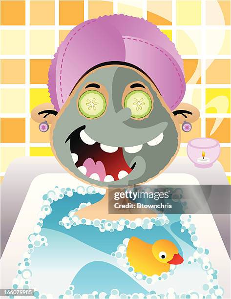 spa day - bubble bath stock illustrations