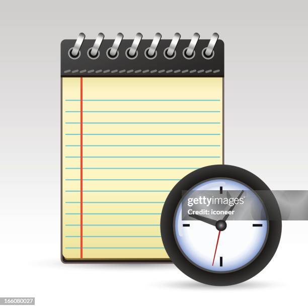 notepad and clock - congregation stock illustrations