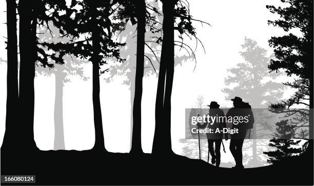 black forest vector silhouette - rock climbing gear stock illustrations