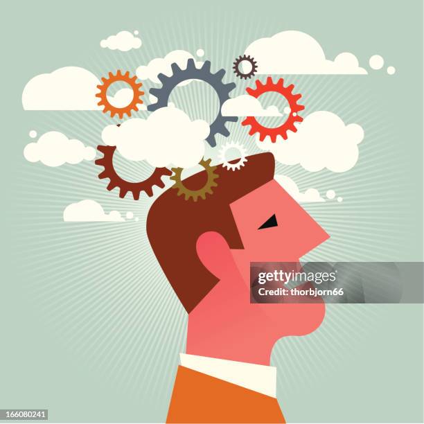 innovation - man thinking outside stock illustrations