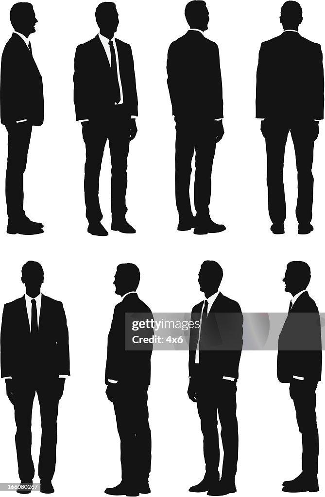 Multiple images of a businessman in different poses