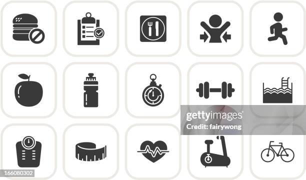 illustrazioni stock, clip art, cartoni animati e icone di tendenza di icone di fitness - pollice sistema metrico anglosassone