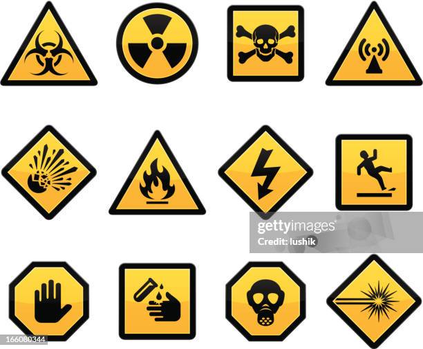 warning and hazard - radioactive warning symbol stock illustrations