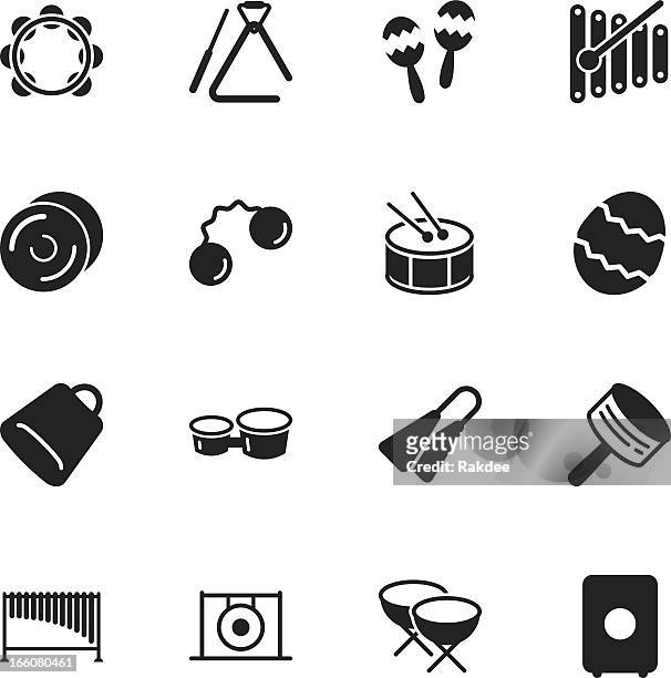 percussion music silhouette icons - cowbell stock illustrations