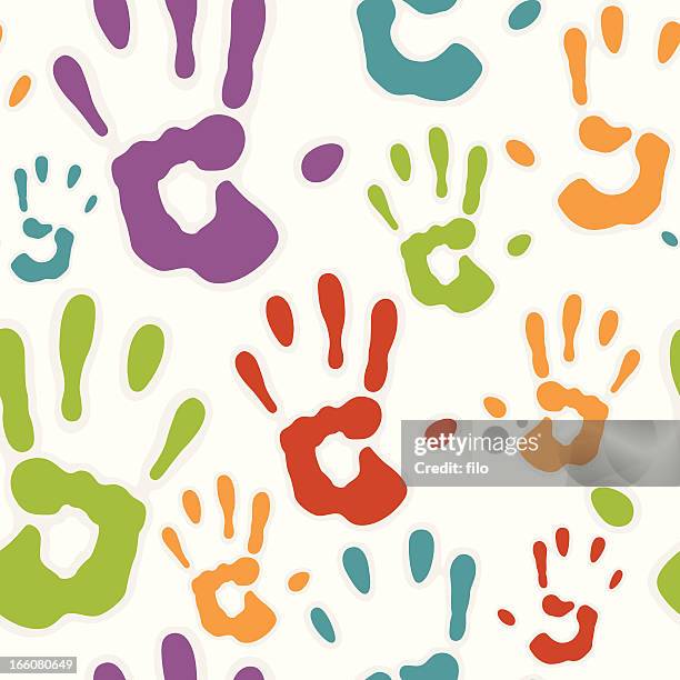 seamless hand prints - handprint stock illustrations