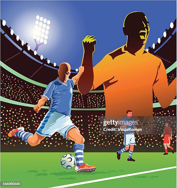 bildbanksillustrationer, clip art samt tecknat material och ikoner med soccer player in action - midfielder soccer player