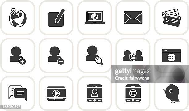 communication and social media icon set - white envelope stock illustrations